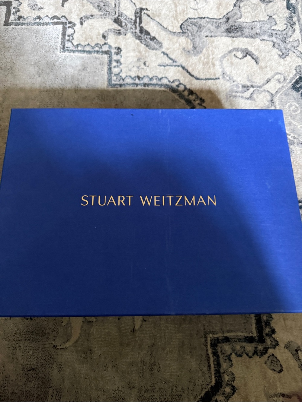 Stuart Weitzman Royal Blue Shoe Box with Gold Logo